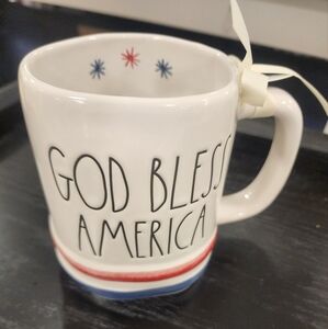 Rae Dunn Patriotic GOD BLESS AMERICA Mug Stars Stripes